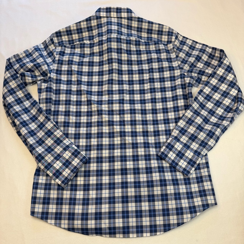 UNTUCKit Givry WF Button Down Long Sleeve Shirt Mens Large Blue Plaid Slim Fit - Picture 4 of 8